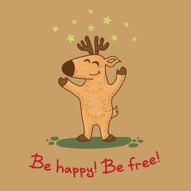 用鹿手工涂鸦部落贺卡。图片下载