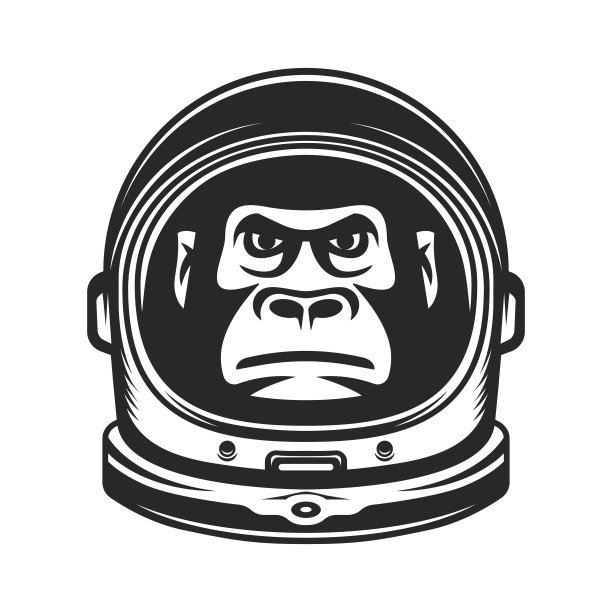猴子宇航员。穿着太空服的大猩猩图片下载