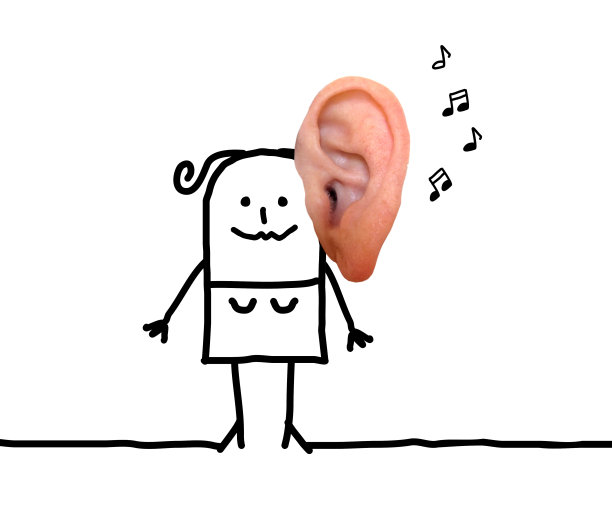 卡通大耳朵听音乐的女人图片下载