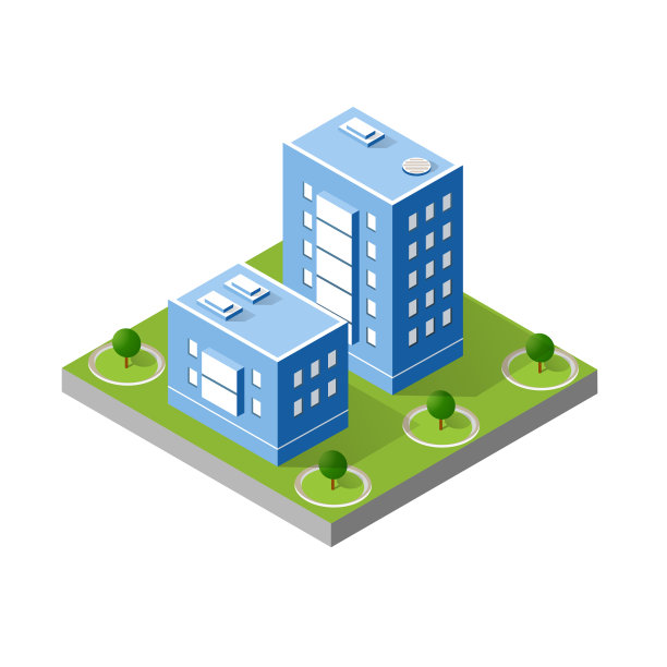 多彩的三维等距城市图片下载