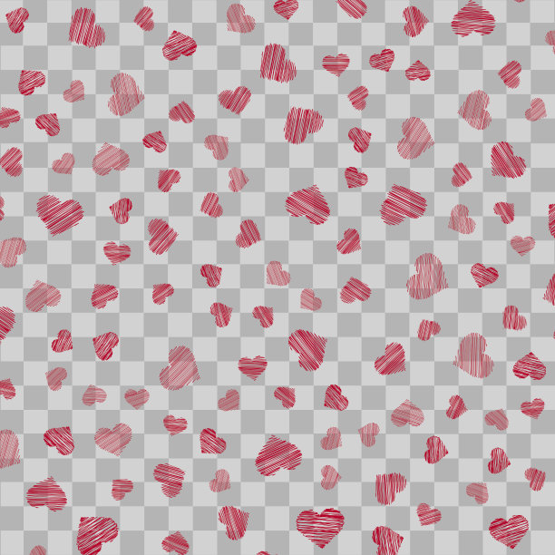 无缝模式与红色手绘心透明的背景。向量。图片下载