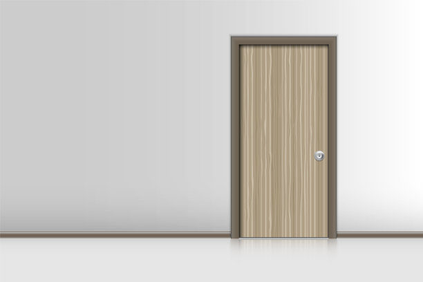 逼真的单门和室内装饰，室内概念图片下载