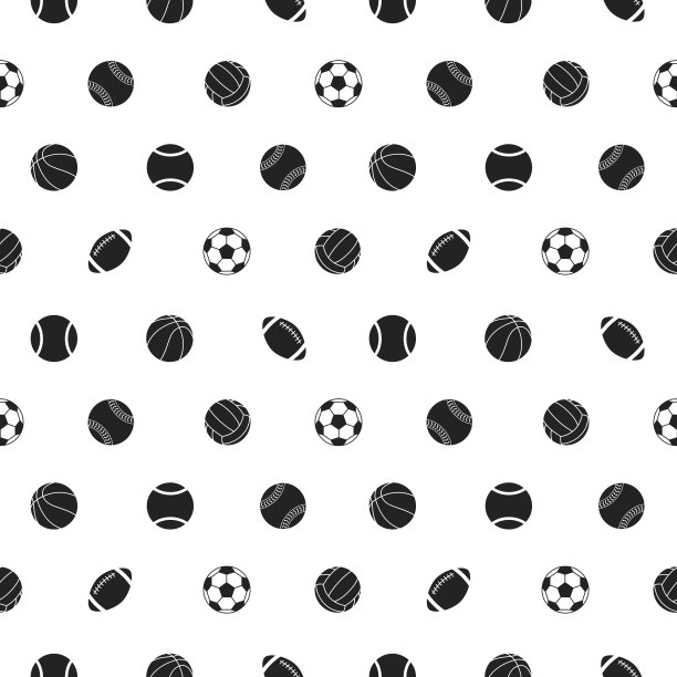 运动球类无缝图案矢量插画图片下载