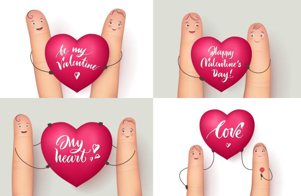 手指牵着心，镌刻着浪漫的铭文图片下载