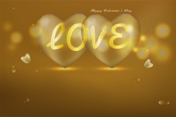 金色情人节概念背景与文本空间图片下载