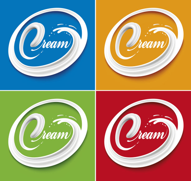 奶霜舌溅上不同颜色的背景素材图片