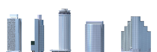 摩天大楼3D插图孤立在白色背景图片下载