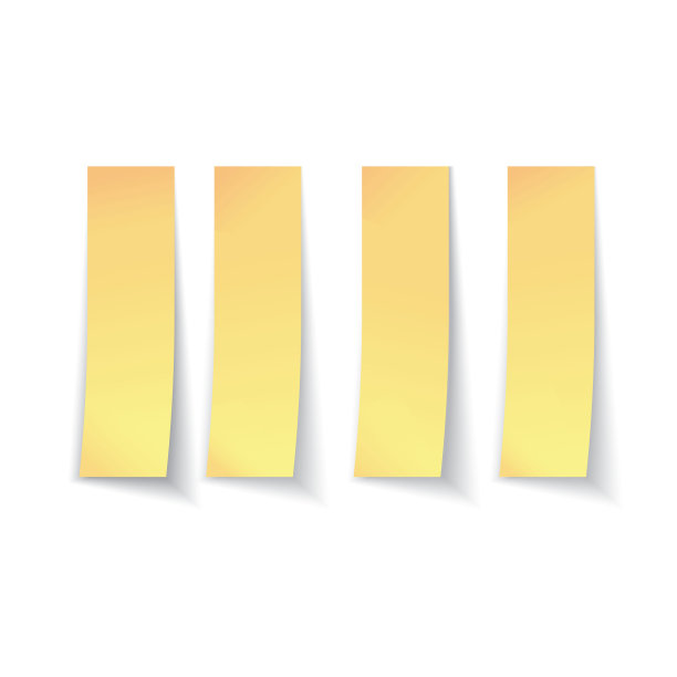 黄色纸条设置孤立在白色背景图片下载