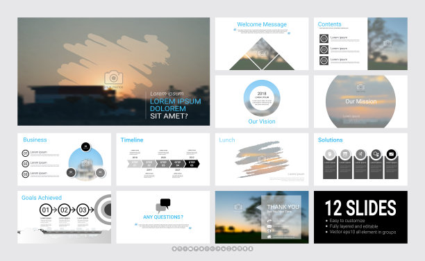 演示模板与信息图表元素，设计涵盖所有风格和创意到正式和商业演示文稿，传单和传单，公司报告，市场营销，广告，年度报告。图片下载