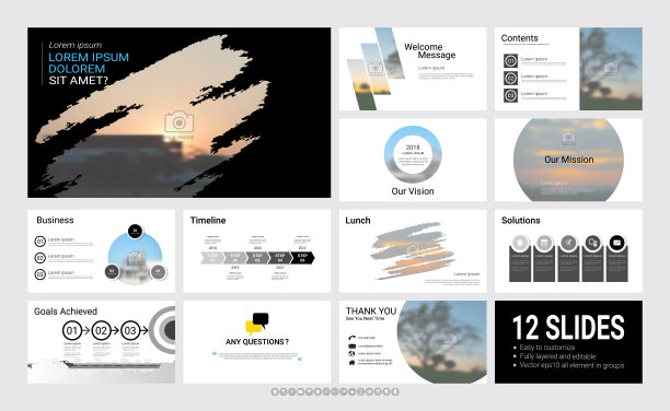 演示模板与信息图表元素，设计涵盖所有风格和创意到正式和商业演示文稿，传单和传单，公司报告，市场营销，广告，年度报告。图片下载