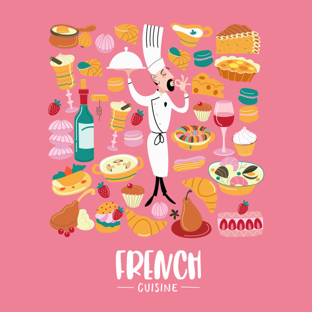 法国菜。菜单。一套法国菜。图片下载