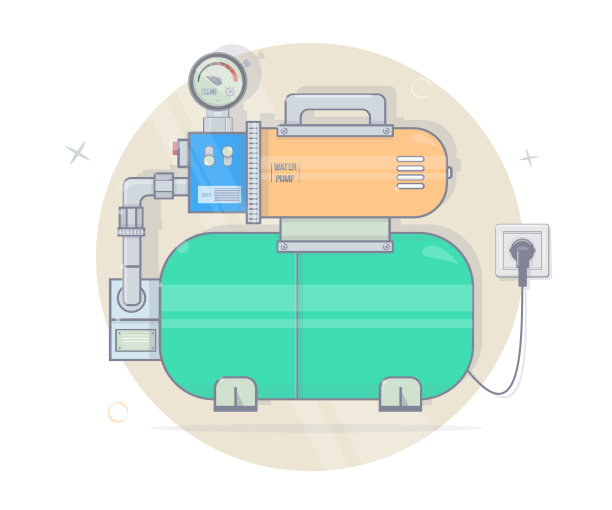 水泵。明亮的线性风格。图片下载