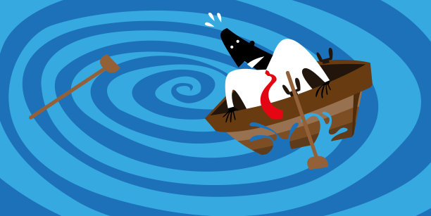 商人被困在漩涡中。图片下载