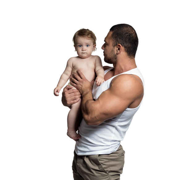 运动型父亲和女儿图片下载