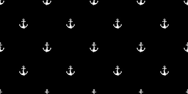 锚舵矢量无缝图案海洋航海船海洋孤立的壁纸背景黑色图片下载