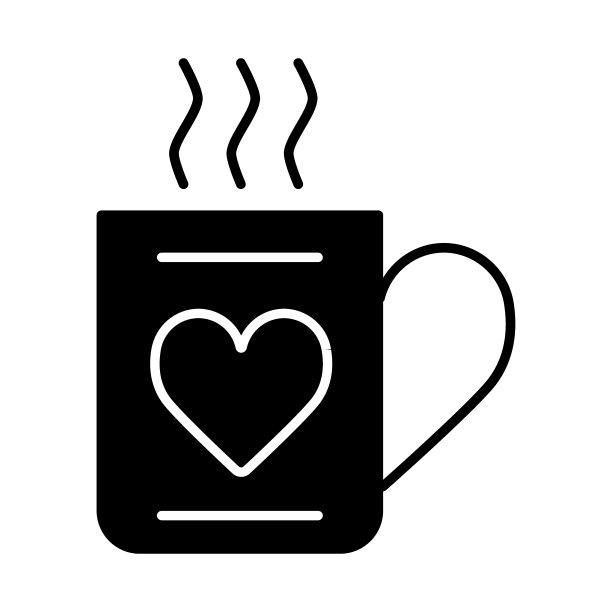 杯中的热饮和心的图标矢量，填平符号，实象形孤立上白。爱情和情人节的象征，插图。图片下载
