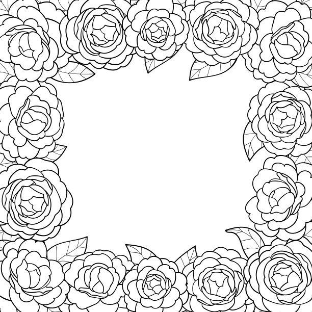 山茶花方形框架图片下载