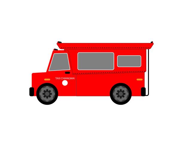 红色皮卡出租车清迈图片下载