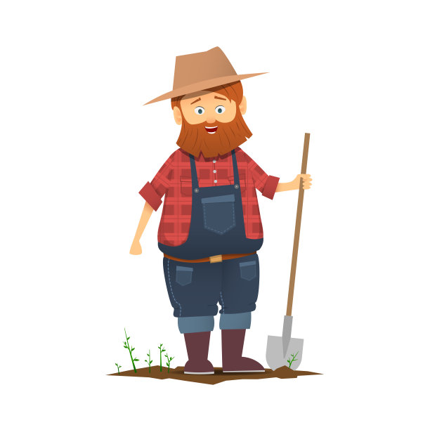 一个拿着铁锹的农民。图片下载