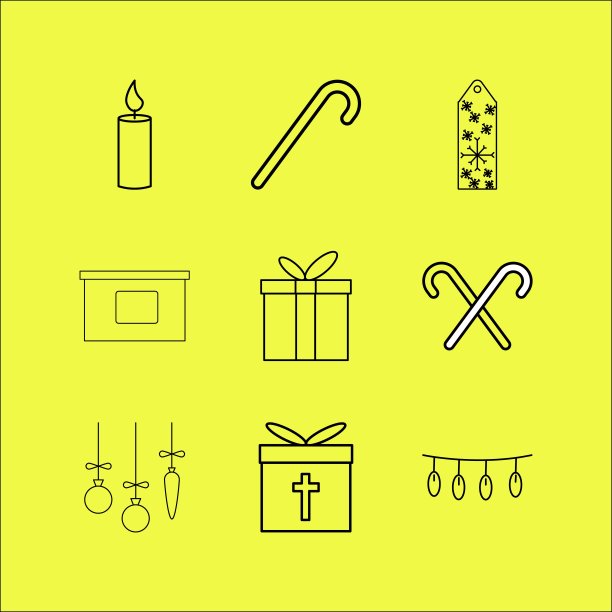 假日线性图标集图片下载