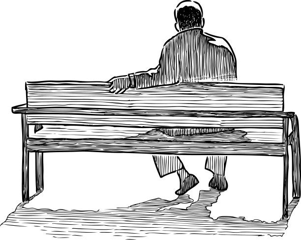 一个孤独的男人坐在长凳上图片下载