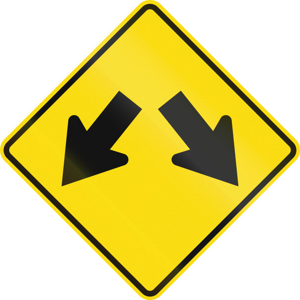 新西兰路标-车道分叉图片下载