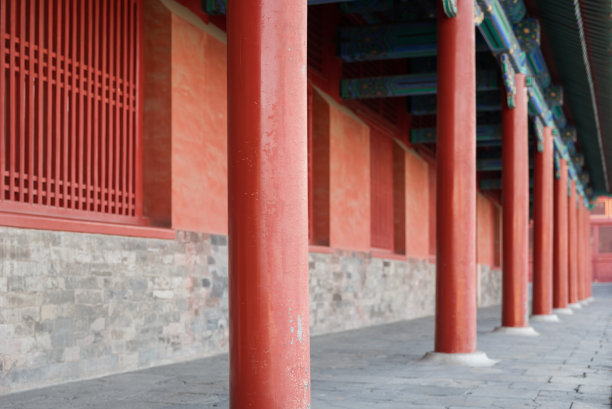 中式古建筑走廊图片下载