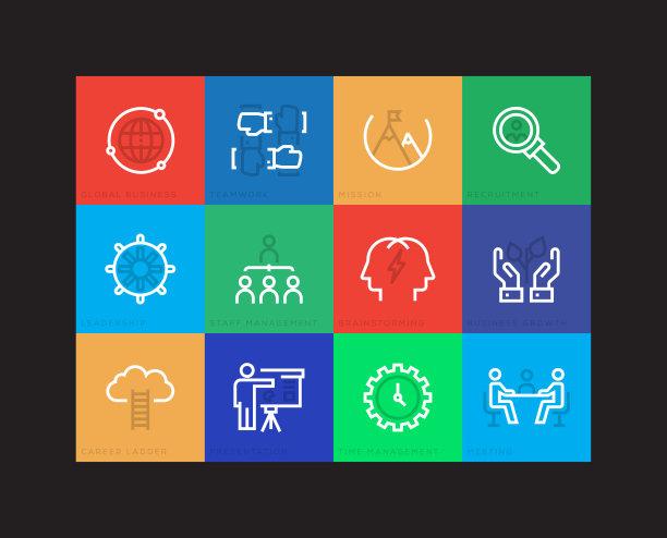 公司业务线性图标集图片下载