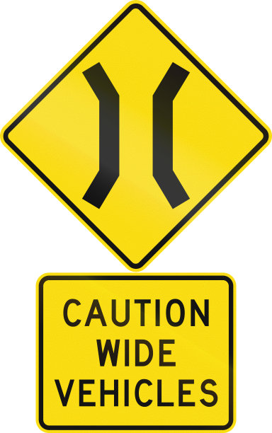 在新西兰的路标装配-小心宽的车辆图片下载