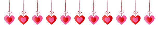 挂剪纸心-全景横幅。情人节、母亲节或妇女节。向量。图片下载