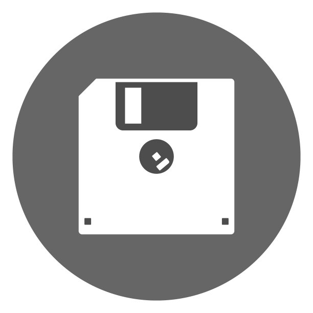 SAVE按钮标志。圆形软盘背面。矢量图标图片下载