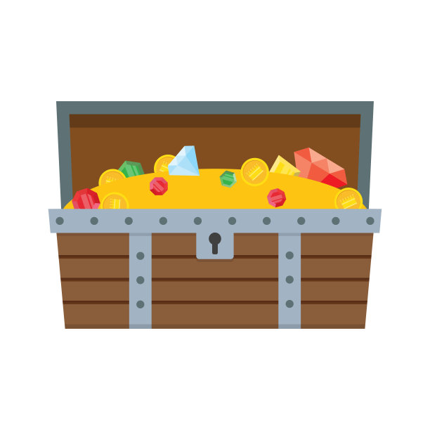 木制的打开宝箱装满了黄金和珠宝图片下载
