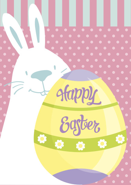 带有兔子和彩蛋的复活节明信片。图片下载