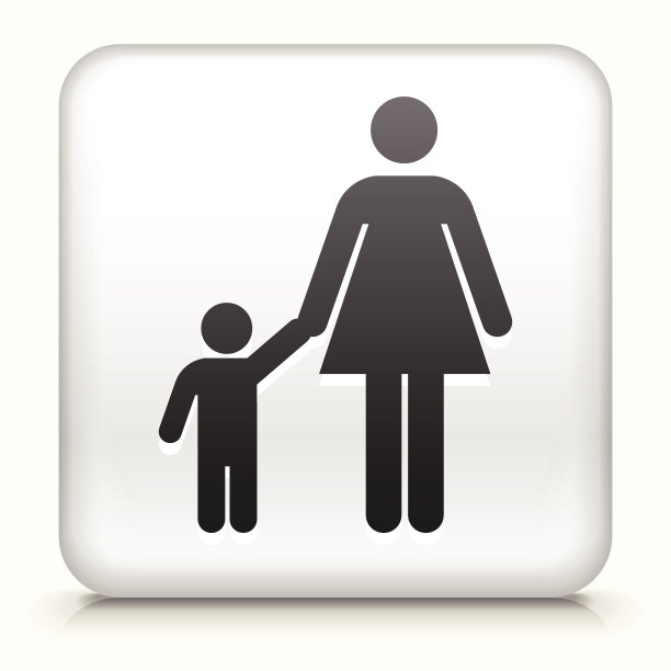 母亲和儿子黑白图标图片下载