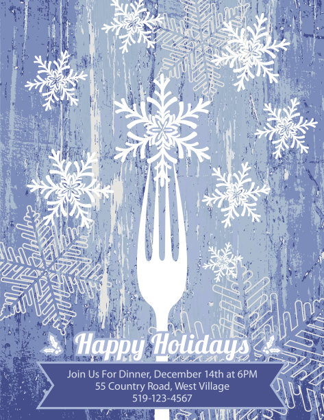 节日快乐福克雪花设计圣诞晚餐邀请图片下载