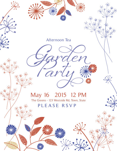 野花设计园派对邀请函图片下载