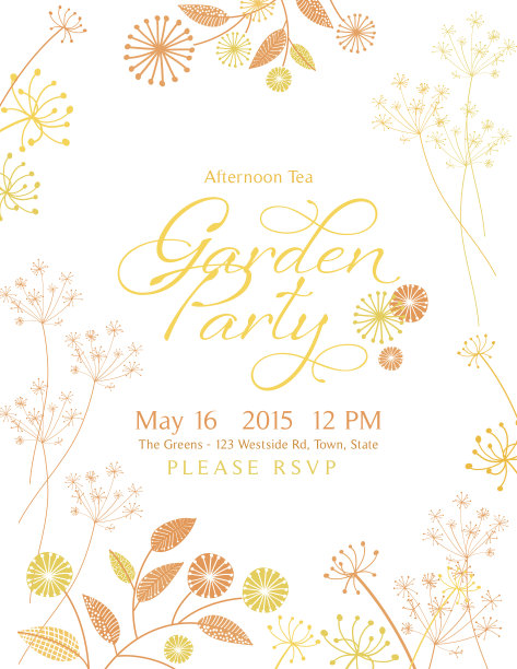 野花设计园派对邀请函图片下载