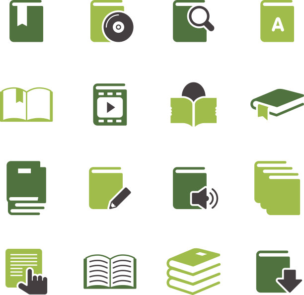 简单的绿色图标的书在白色的背景图片下载