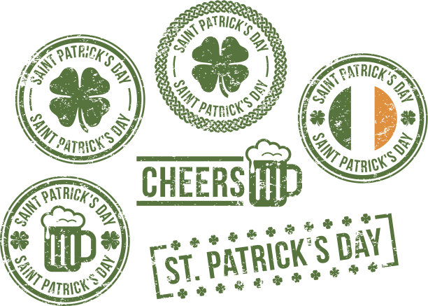 圣帕特里克节-橡皮邮票素材图片