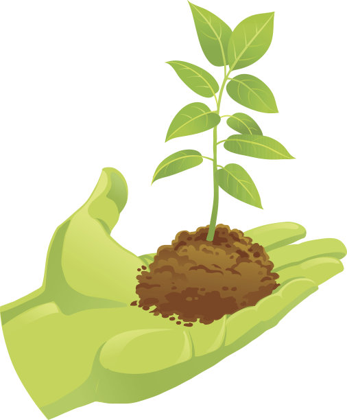 绿手抱土，育苗图片下载