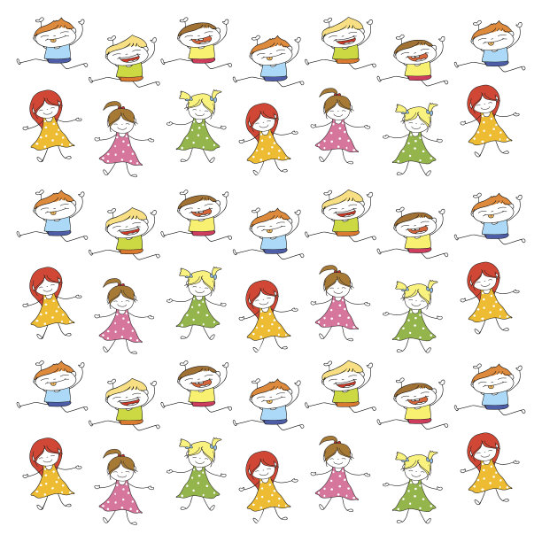 手绘卡通人物快乐的孩子们图片下载