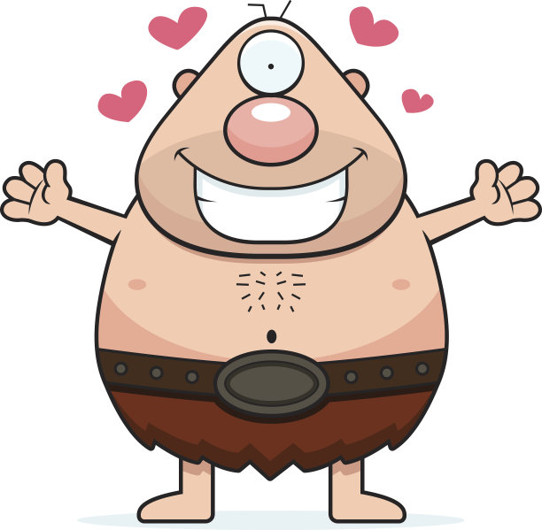 卡通独眼巨人拥抱图片下载