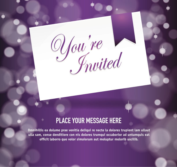 一般紫色或淡紫色角度的信封邀请模板设计图片下载