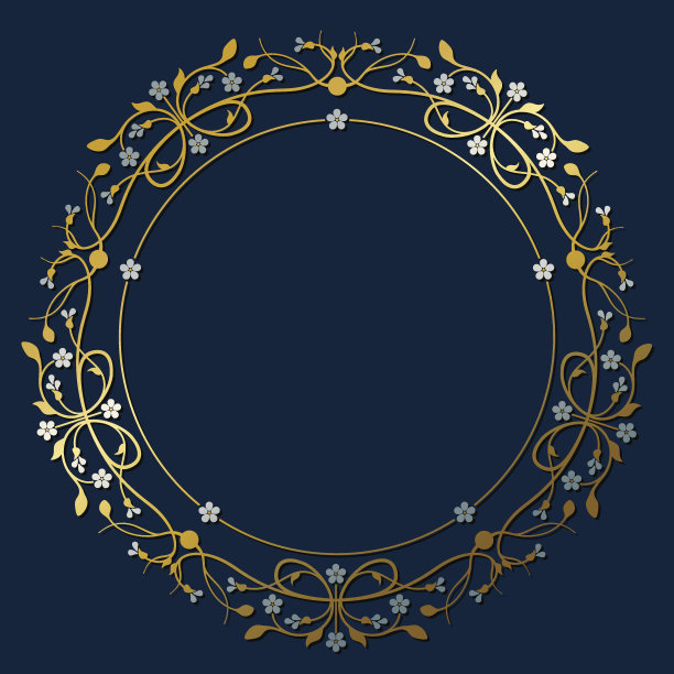 花枝招展，装饰性，金、银圆形框架图片下载