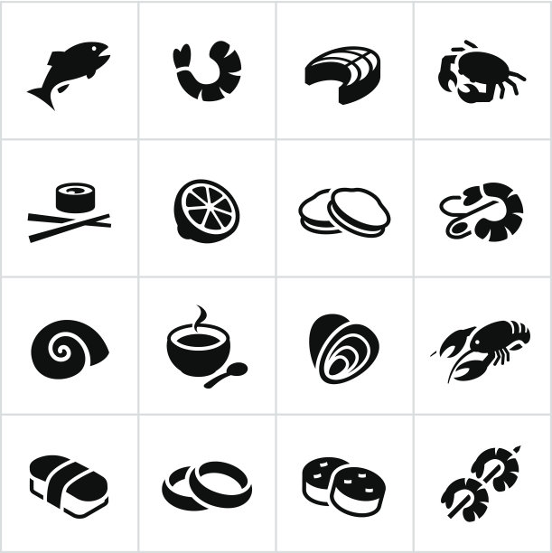 黑色的海鲜图标图片下载