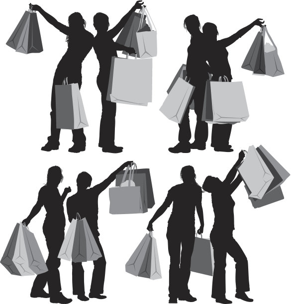 女性朋友拿着购物袋图片下载