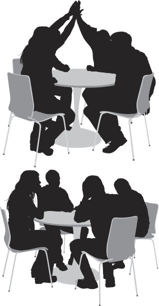 咖啡馆里朋友的剪影图片下载