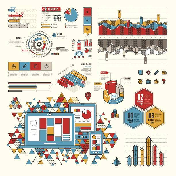 平面UI信息图表元素图片下载