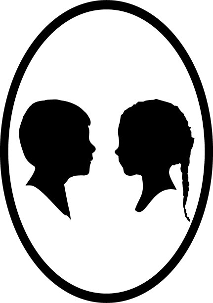 一个小男孩和一个小女孩的剪影图片下载