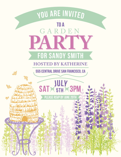 野花蜂窝邀请模板游园会或庆典图片下载